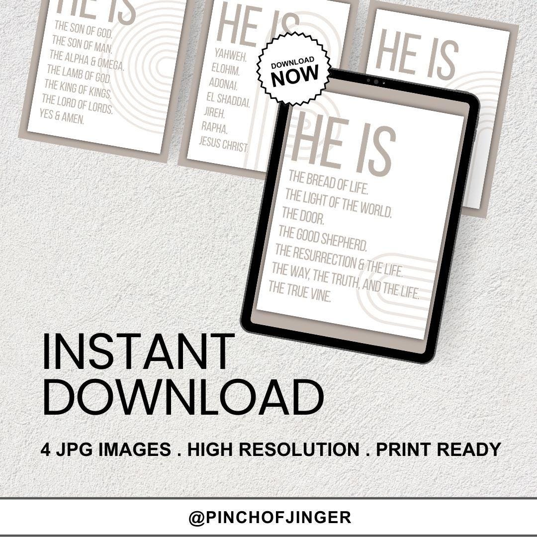 He Is Scripture He is Scripture Wall Art | Minimalist Christian Poster Set | Neutral ...