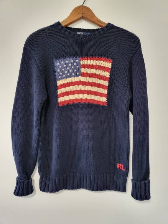 polo ralph lauren men's american flag cotton sweater