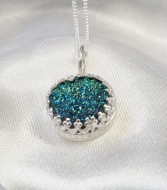 Sterling Silver Peacock Green/blue Necklace UK