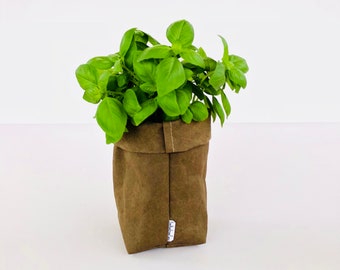 Washable Kraft Paper Storage Bag Dark Brown Espresso colour SMALL Plant Kitchen Makeup storage