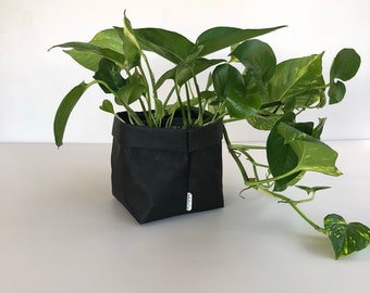 Washable Paper Basket LARGE Black / Washable Paper Plant Holder / Kitchen Basket / Eco Bag / Paper Bag / Paper Basket / Washable Paper Bag