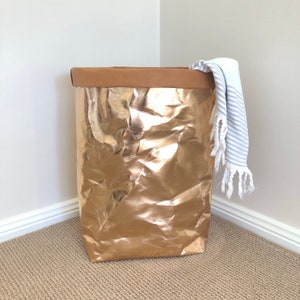 Zmywalny kosz na papier JUMBO / Zmywalny papierowy pojemnik na rośliny / Kosz na pranie / Torba ekologiczna / Torba papierowa / Kosz na papier / Zmywalna torba papierowa