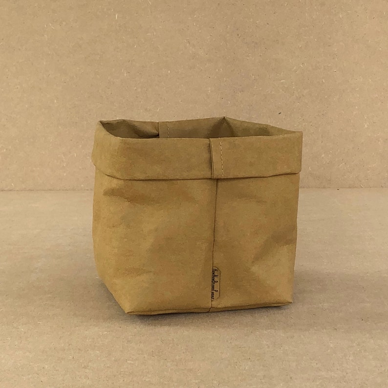 Washable Paper Basket LARGE Washable Paper Plant Holder Kitchen Basket Eco Bag Paper Bag Paper Basket Washable Paper Bag image 5