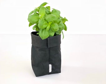 Washable Kraft Paper / Storage Bag Black SMALL Plant / Kitchen and Makeup storage