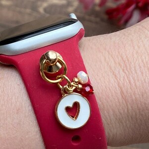 Valentines Watch Band Charms, Watchband Studs, Bars, Apple Watch Charms, Personalized Jewelry, Heart Charm, SmartWatch Charm