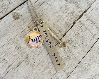 Faith Necklace, Hand-Stamped Jewelry, Follow your Arrow, Minimalist Necklace, Petite Necklace, Dainty Jewelry