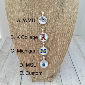 College/School Necklaces/Custom College Necklace/U of M/WMU/K College/MSU