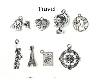 Add Ons - Travel/Vacation Charms, Silver Plated Charms, Charm Personalization