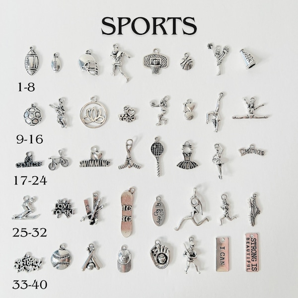 Add Ons - Sports Charms, Silver Plated Charms, Charm Personalization