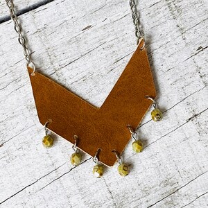 Boho Chevron Necklace, Leather Chevron Necklace, Leather Necklace, Bohemian Style, Gifts for her, Chevron Jewelry, Faux Leather Jewelry,