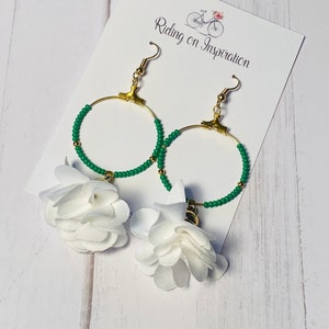 Miyuki Delica Beaded Earrings, Silk Floral Earrings, Flower Earrings, Dangle Floral Earrings, Tassel Earrings, Boho Earrings