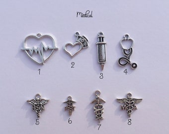 Medical Charms, Add Ons, Silver Plated Charms, Charm Personalization
