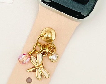 Pink Dragonfly Watchband Charms, Apple Watchbands, Personalized Jewelry, Dragonfly Jewelry