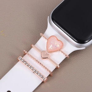 Heart Stackable Watchband Charms, Watch Bars, Watch Band Accessories, Apple Watch Bars, Unique Gift, Gift for Mom, Watch Jewelry
