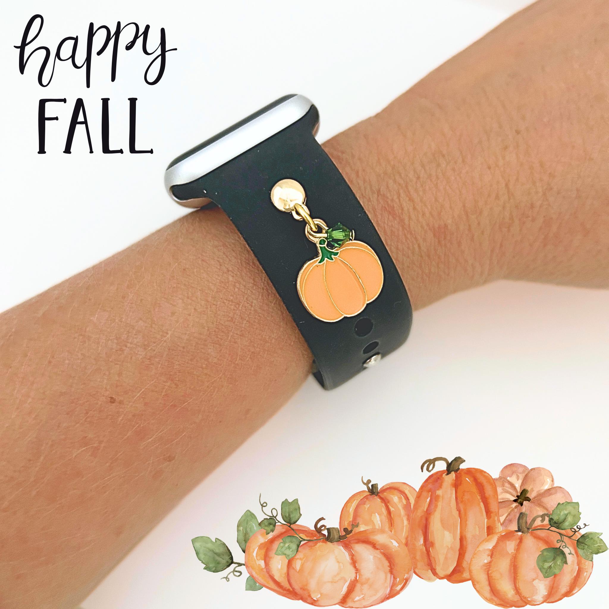 NEW Fall Pumpkin Apple Watch Band with Charms Band Charms 1pc. Thankful Pumpkin – Fancy Bands main image 2