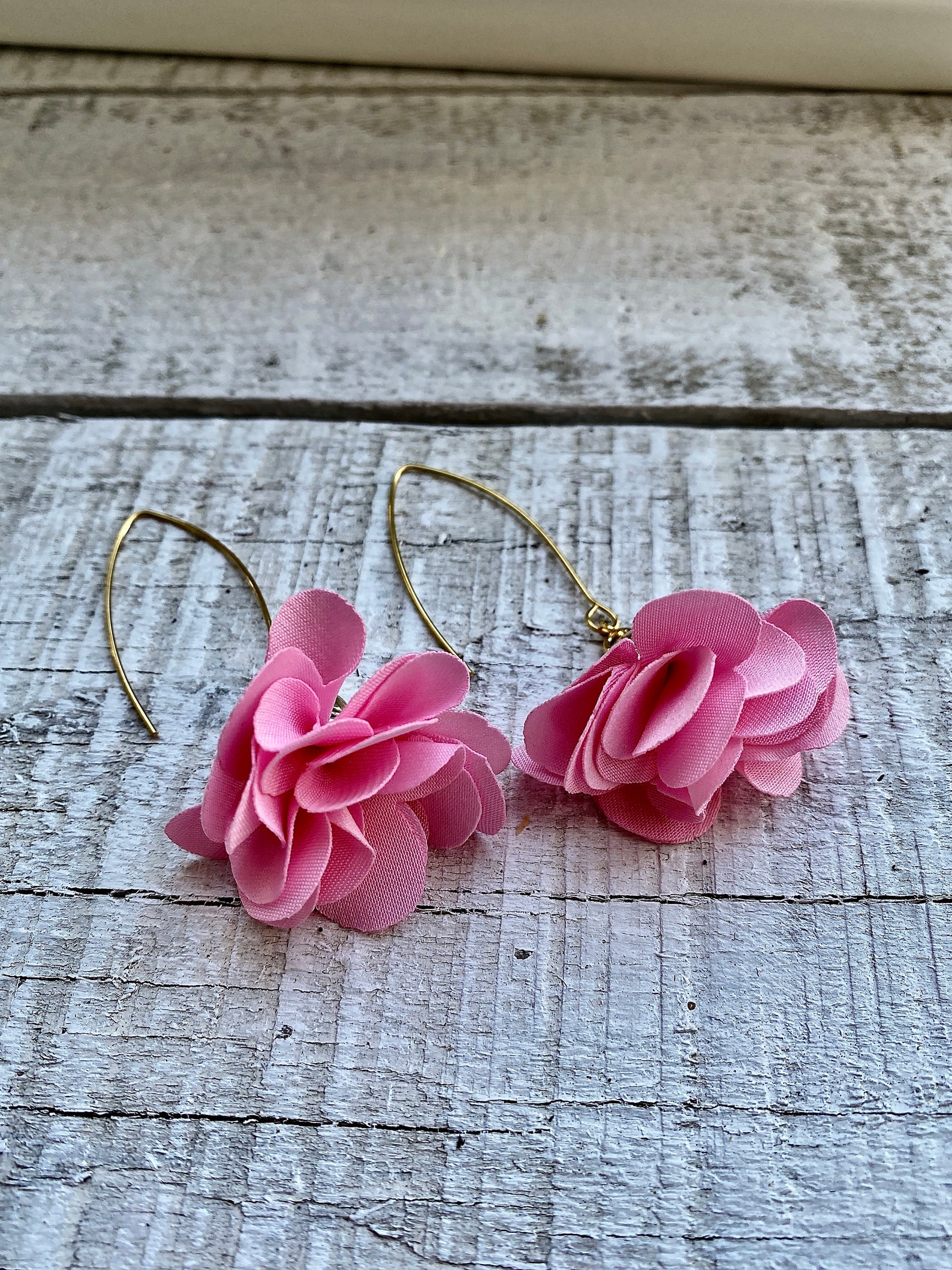 Silk Floral Earrings Sheer Flower Earrings Dangle Floral Etsy