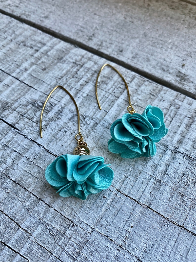 Silk Floral Earrings Sheer Flower Earrings Dangle Floral Etsy