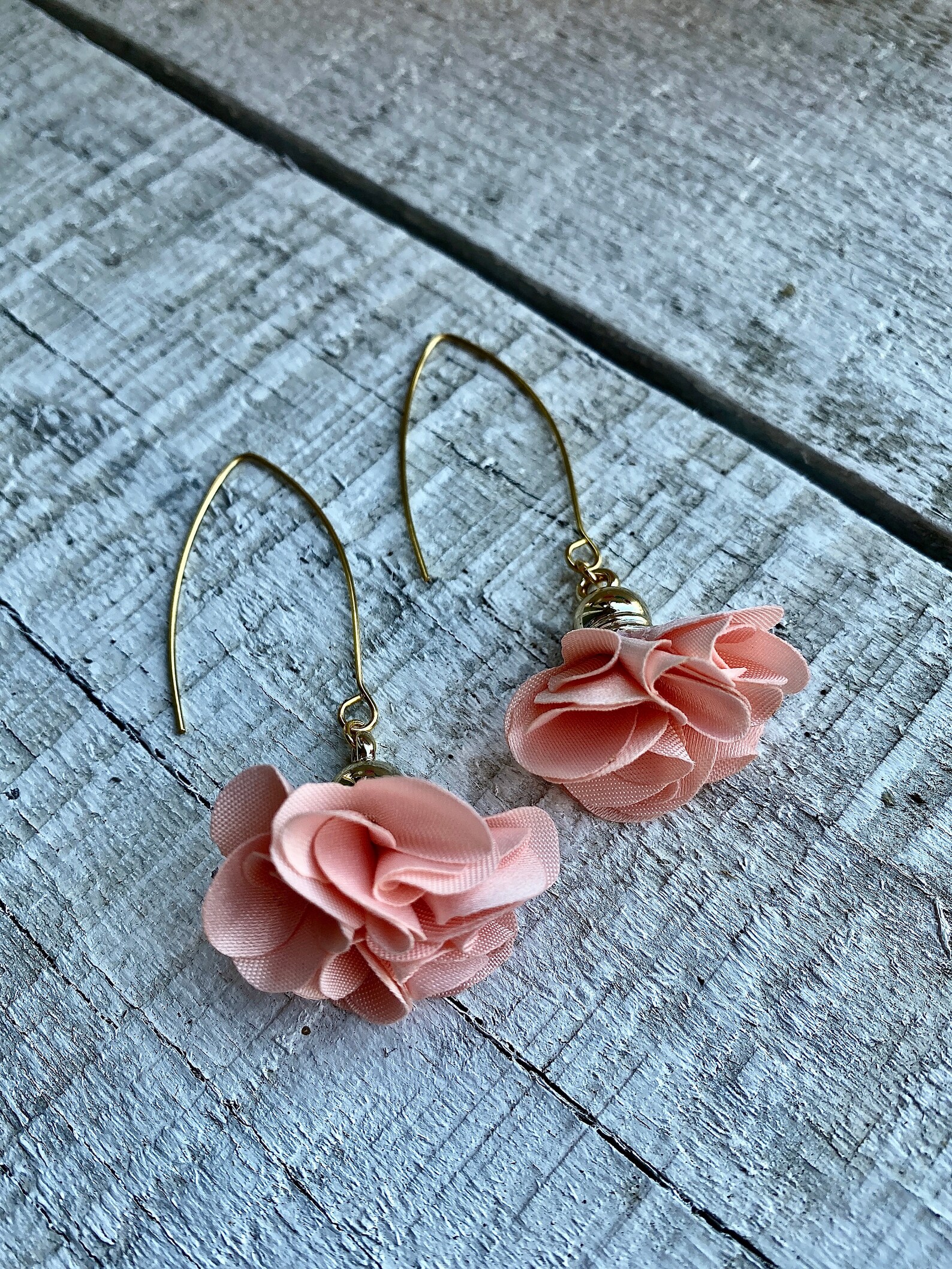 Silk Floral Earrings Sheer Flower Earrings Dangle Floral Etsy