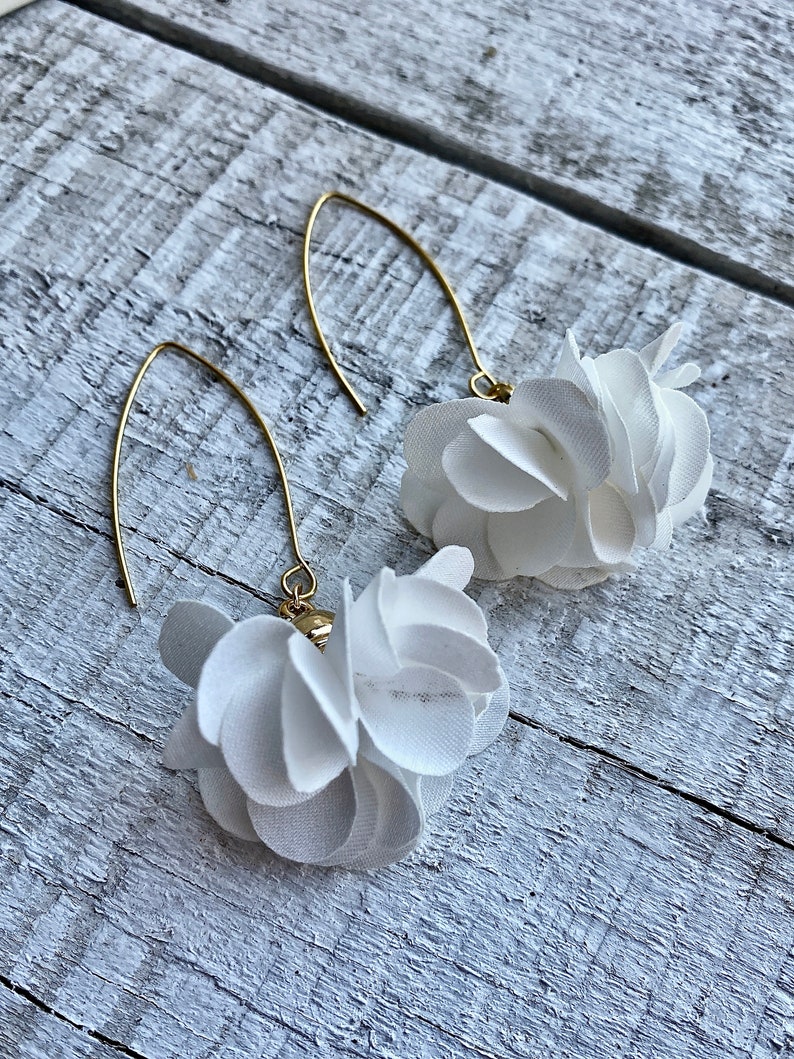 Silk Floral Earrings Sheer Flower Earrings Dangle Floral Etsy