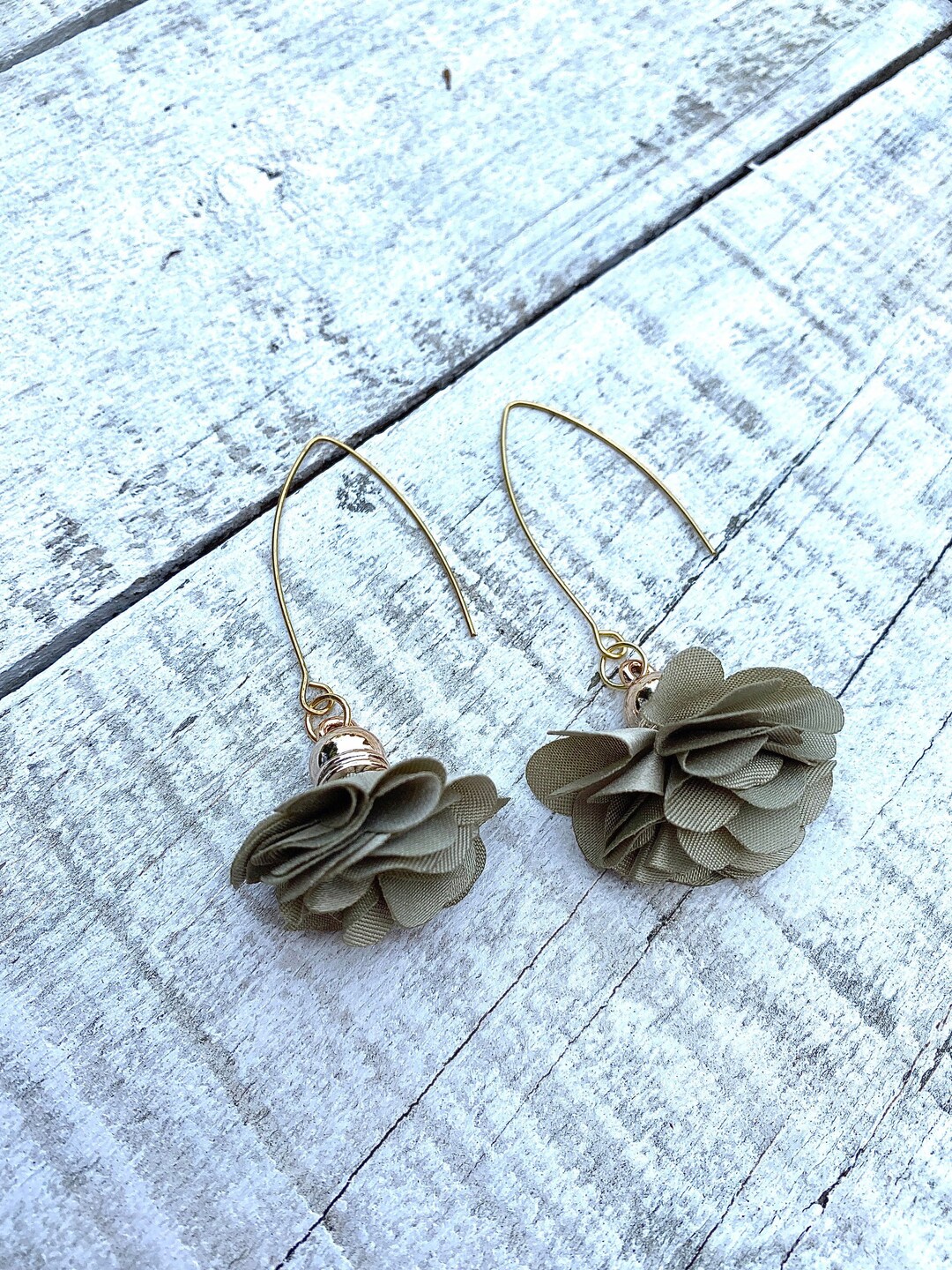 Silk Floral Earrings Sheer Flower Earrings Dangle Floral Etsy