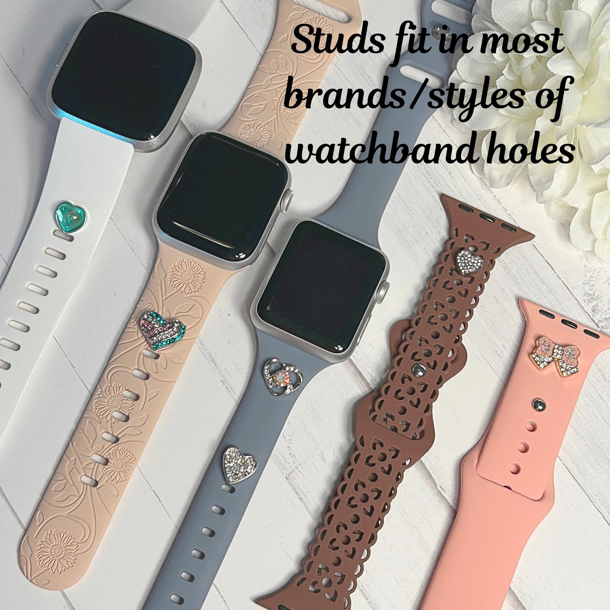 Apple Heart Rhinestone Watch Band - Etsy
