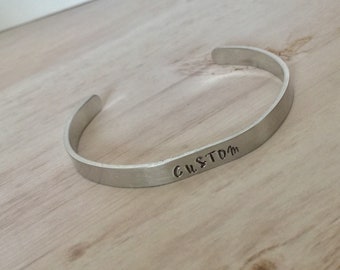 Custom Cuff Bracelet, Hand-Stamped , Adjustable Bracelet, Engraved Bracelet, Personalized Gift