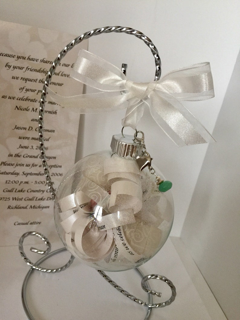 Customized Glass Ball Keepsake Ornament Wedding Invite Etsy
