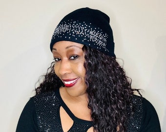 Bling Distressed Beanie | Colorful Rhinestone Statement Hat  display picture 2
