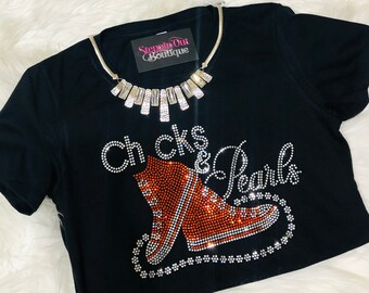 Chucks and Pearls Bling Shirt, Chucks and Pearls 2021, Birthday Girl Shirt, Chucks and pearls Rhinestone Shirt, Women's Birthday Shirt