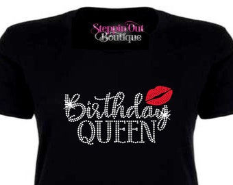 Birthday Queen Lips Bling Shirt, Birthday Squad, Birthday Girl Shirt, Women's Birthday T Shirt, Women's Birthday Shirt, Women Birthday Tee