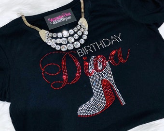 Birthday Diva Rhinestone Bling Shirt, Birthday Girl Shirt, Women&#39;s Birthday T Shirt, Birthday Squad, Women&#39;s Birthday Shirt, Birthday Gift