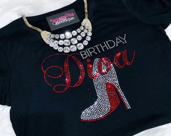 Birthday Diva Rhinestone Bling Shirt, Birthday Girl Shirt, Women's Birthday T Shirt, Birthday Squad, Women's Birthday Shirt, Birthday Gift