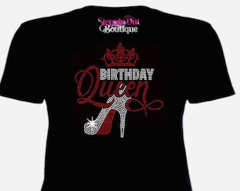 Birthday Queen Bling Shirt, Birthday Queen T Shirt, Women's Birthday Bling T-Shirt, Birthday Shirts for Women, Women's Birthday Shirt, Crown