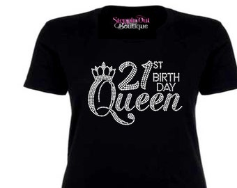 21st Birthday Shirt, Birthday Girl Bling Shirt, Birthday Diva Rhinestone Shirt,  Women's Birthday Rhinestone Bling Shirt, Women Birthday Tee