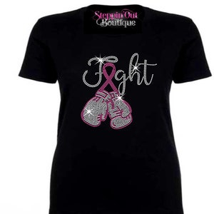 Fight Cancer Rhinestone Shirt: Breast Cancer Awareness T-Shirt