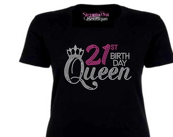 21st Birthday Shirt, Birthday Girl Bling Shirt, Birthday Diva Rhinestone Shirt,  Women's Birthday Rhinestone Bling Shirt, Women Birthday Tee