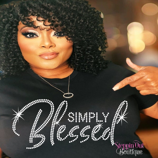 Simply Blessed Bling Rhinestone Shirt, Blessed Rhinestone Shirt, Christian Shirts, Faith Tee, Christian T Shirt for Women