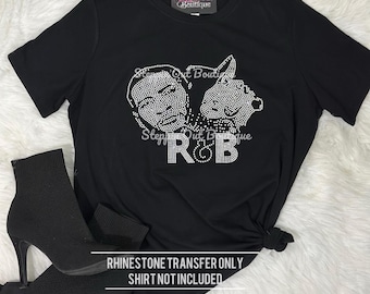 R and B Tour Rhinestone Transfer, Chris Brown Usher Iron On Transfer, DIY Hotfix Rhinestone Design, Concert Bling Shirt Transfer