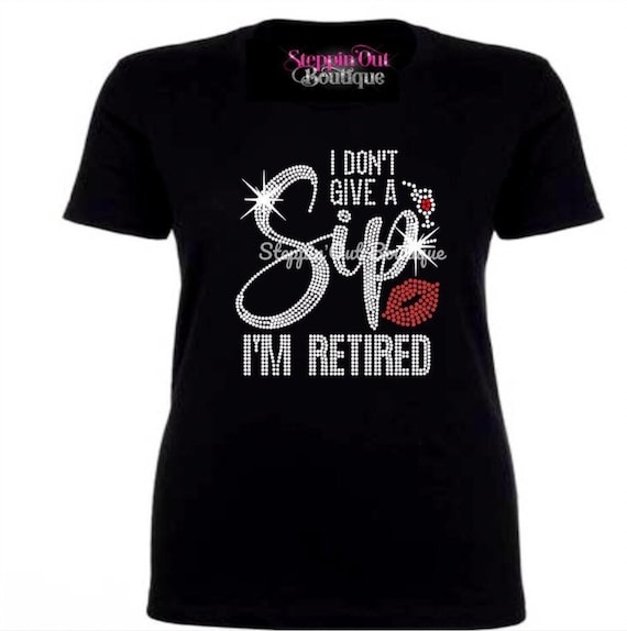 Retirement Bling Rhinestone Shirt, Wine Glass Bling Shirt, Retired Bling Shirt, Retirement T Shirt For Women, Retirement Gift For Her
