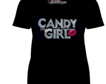 Candy Girl Bling Rhinestone Shirt, Candy Girl T Shirt, NE 4 Life Shirt