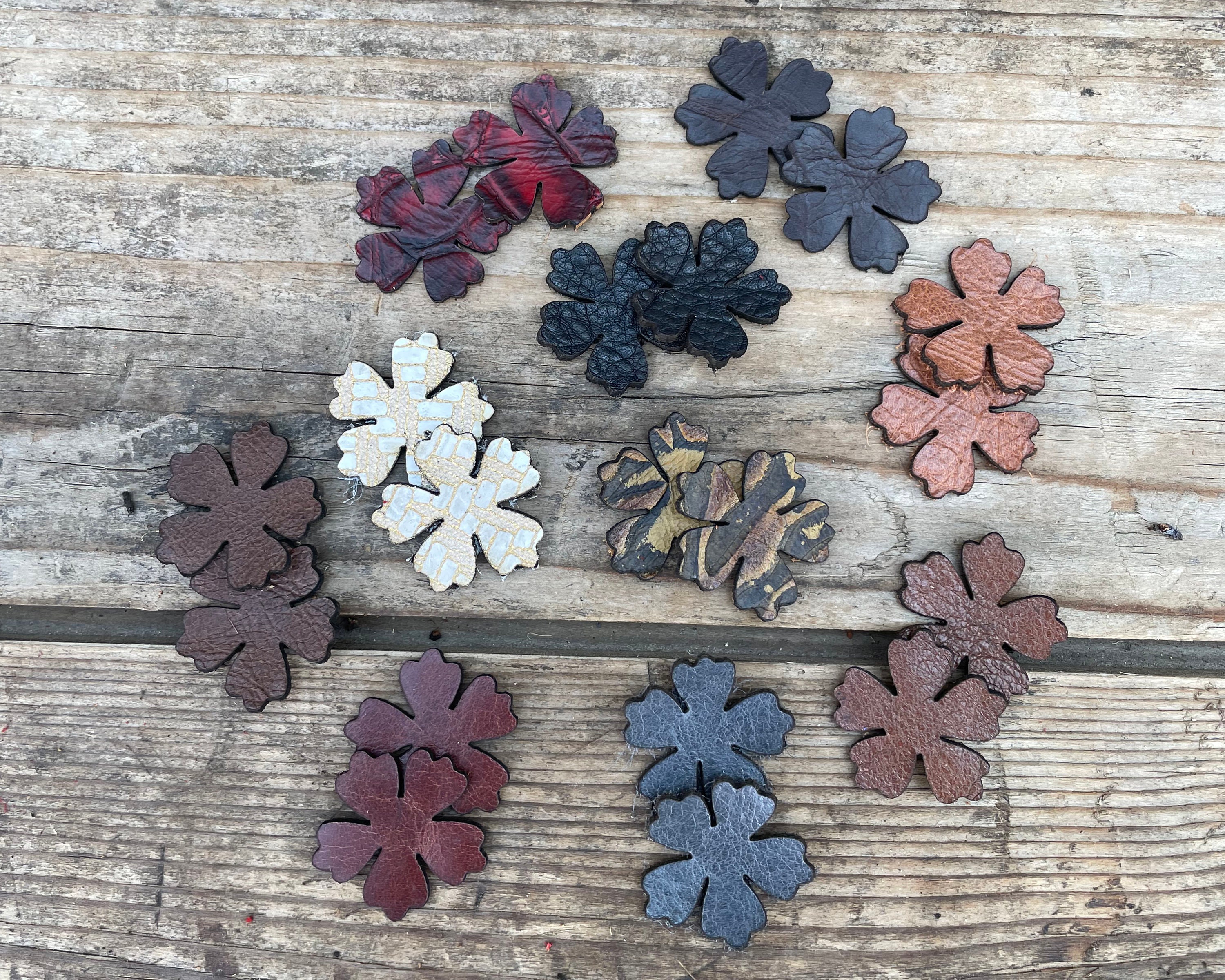 Leather Flower Cut-outs for DIY Crafting Jewelry Making Art Projects –  Mautto