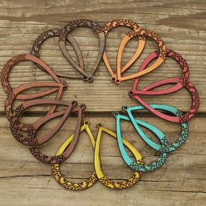 Tribal Leather Boho Chic Hippie Earrings Tribal Earrings Rustic Chic Narrow Simple Design