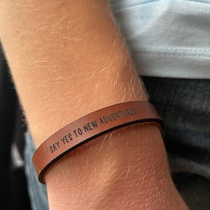 Say Yes To New Adventures - Bracelet Gift- Narrow Engraved Bracelet- personalized