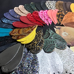 Leather Earrings-Leather Teardrop Earrings-2.5&quot;Pre-Cut Earrings-Diy Craft Supplies 12 pairs