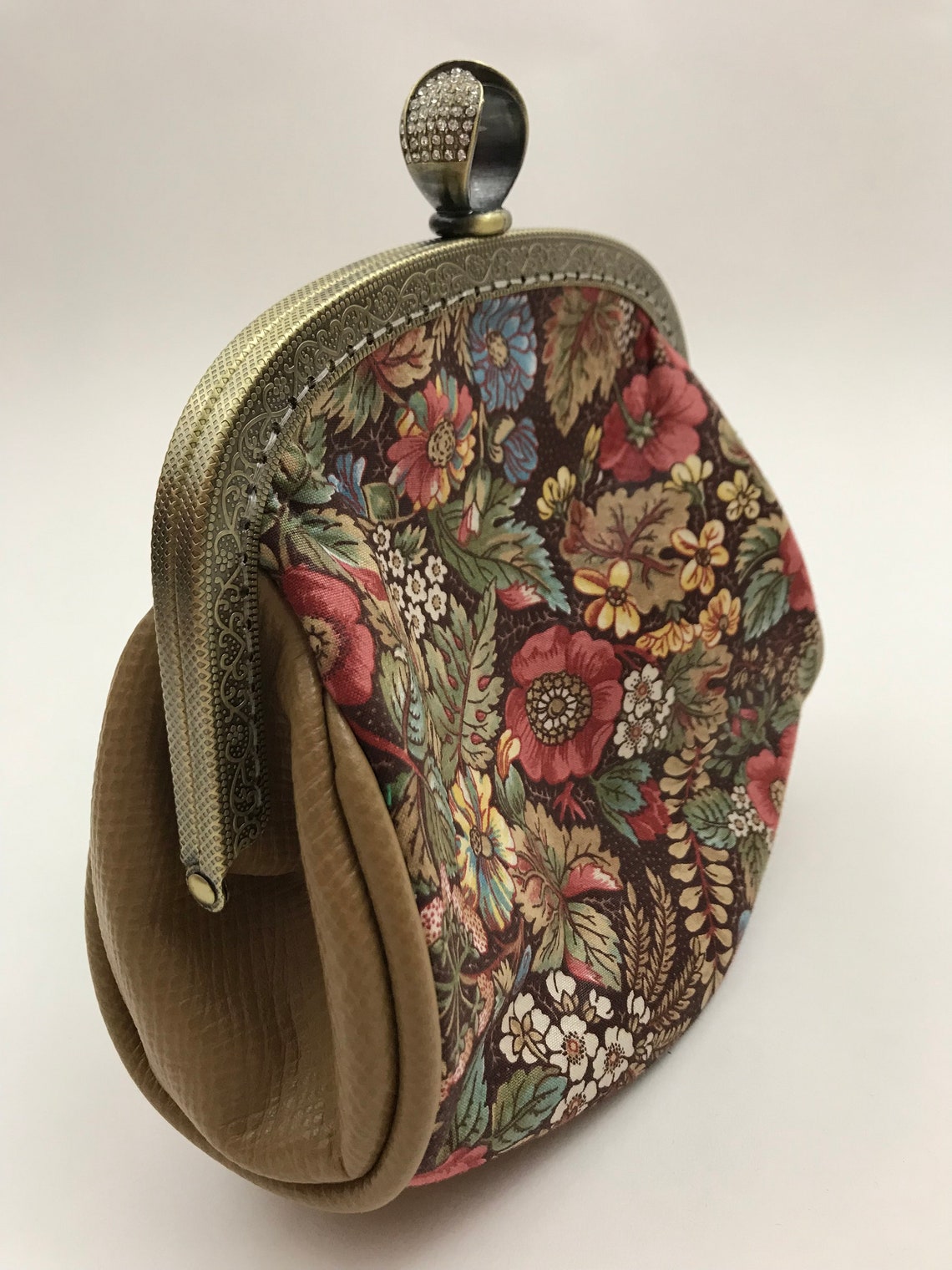 Floral Leather Bag with Clasp Vintage leather bag leather - Etsy.de
