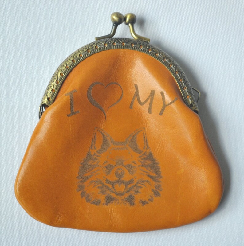 Dog lover coin purse. Authentic leather. Leather purse Etsy
