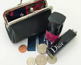 Coin Purse, Leather coin purse, Kiss Lock, Coin pouch, Woman coin purse, Leather change purse, Vintage Style Leather Coin Purse!