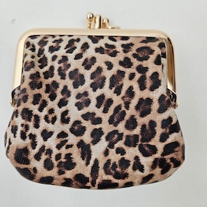 Genuine Leather Coin Purse Double Kiss Lock Coin and Change Purse, Metal Frame leather coin purse, Double kisslock leather purse.