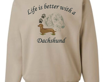 Dachshund Sweatshirt, Dachshund sweatshirt for women, Dachshund sweatshirt for men, Embroidered Dachshund lovers shirt, Free Shipping!