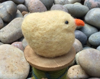 Needle Felted Birds on Cotton Reels - Handmade by Velvetmushroom